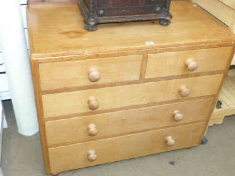 Oak chest of two small above three long drawers