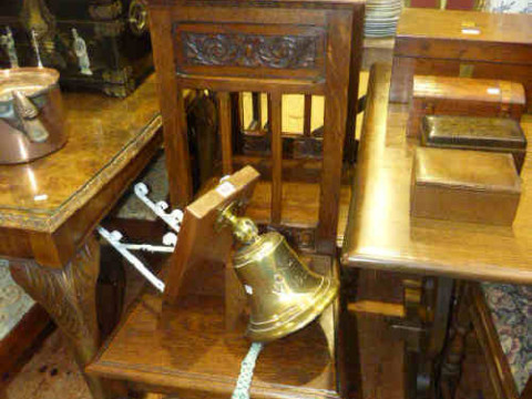 Pair of carved oak hall chairs