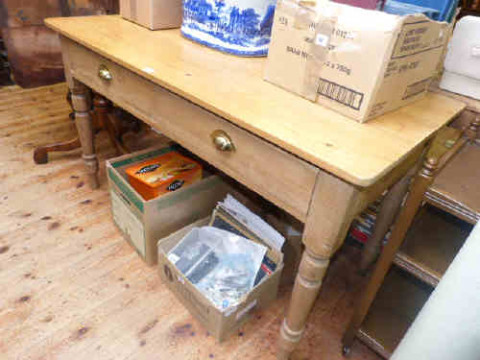 Pitch pine two drawer kitchen table