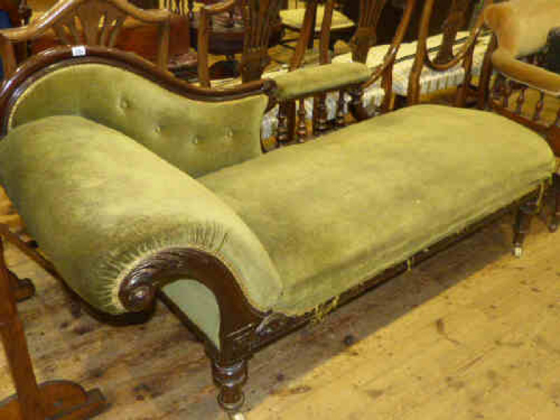 Victorian scroll end chaise longue