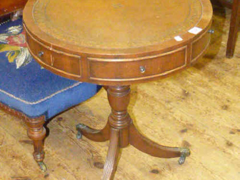 Mahogany tripod drum occasional table