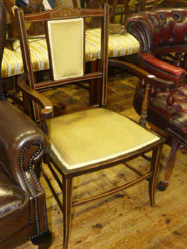 Edwardian inlaid occasional armchair