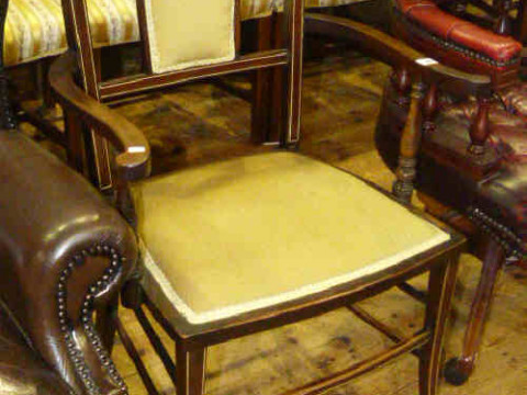 Edwardian inlaid occasional armchair