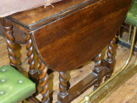 1920's oak barley twist leg drop leaf table