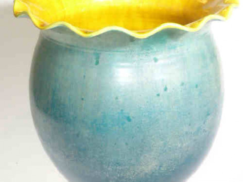Linthorpe turquoise glaze jardiniere, 37cm high