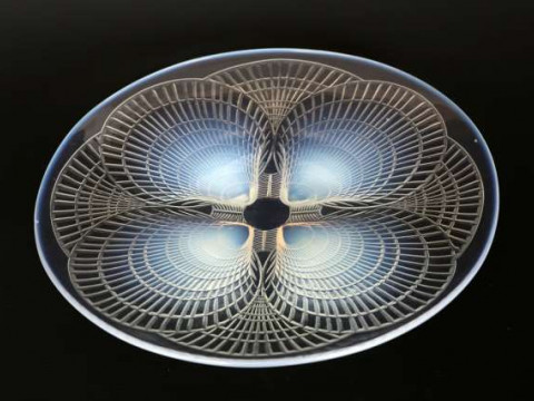 Coquilles', a Lalique opalescent glass dish, moulded to the underside...