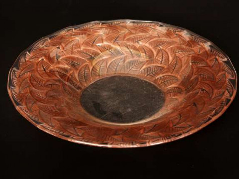 Ormeaux', a Lalique bowl (coupe ouverte), moulded verso with bands of...