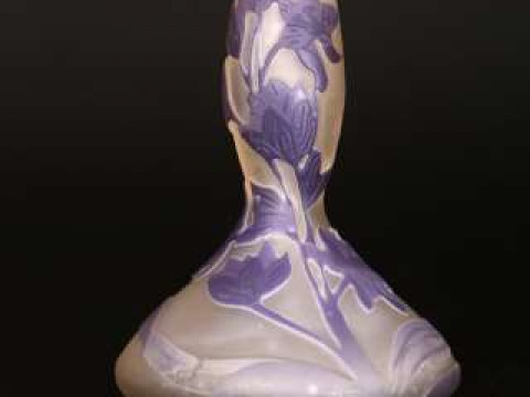 Emile Galle, Nancy, a cameo glass solifleur vase, mauve overlaid with...