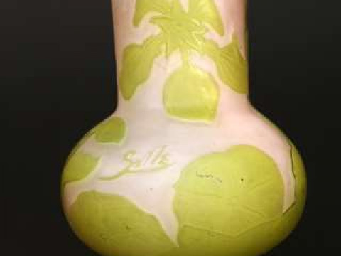 Emile Galle, Nancy, a 'Capucines' cameo glass vase, c.1906-14, green overlaid...