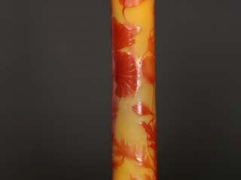 Emile Galle, Nancy, a 'Pavots' cameo glass vase, c.1904-06, the tall cylindrical...