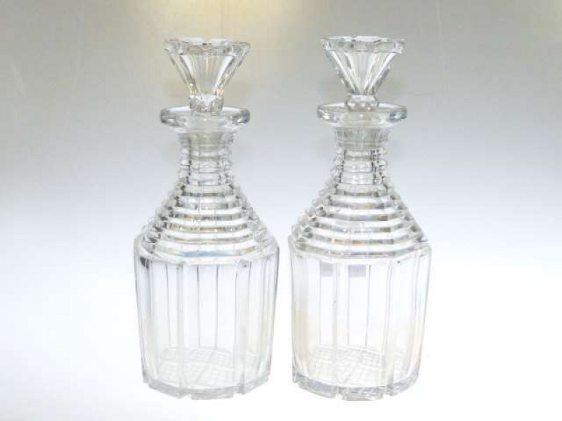 Pair of 19th Century cut-glass decanters