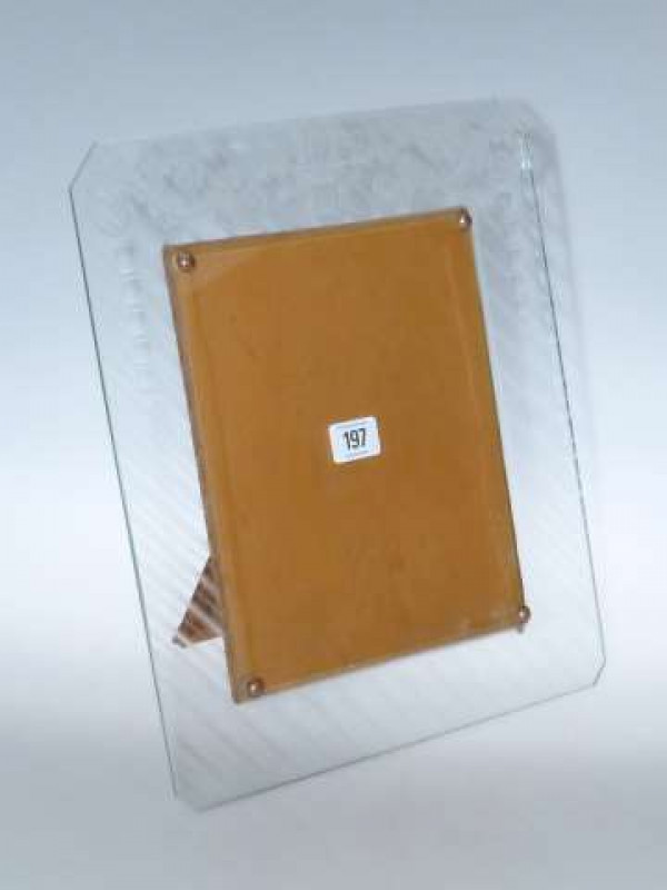 Large engraved glass easel photograph frame