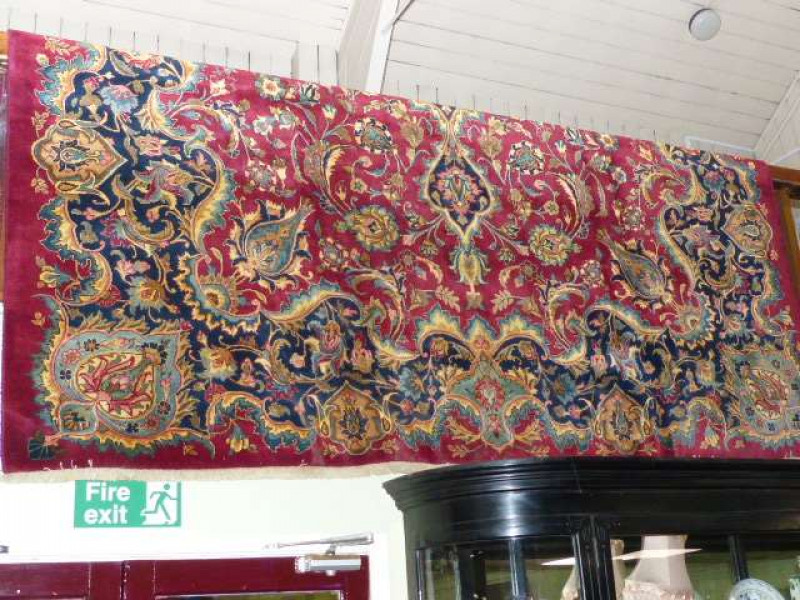 Burgundy ground Mashad carpet 3.92 x 3.00