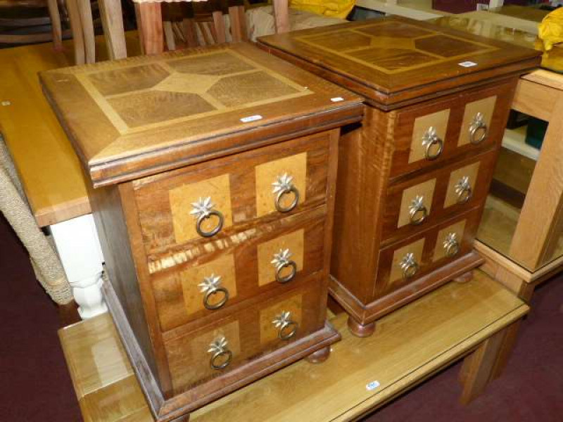 Pair Barker and Stonehouse Flagstone three drawer pedestal chests