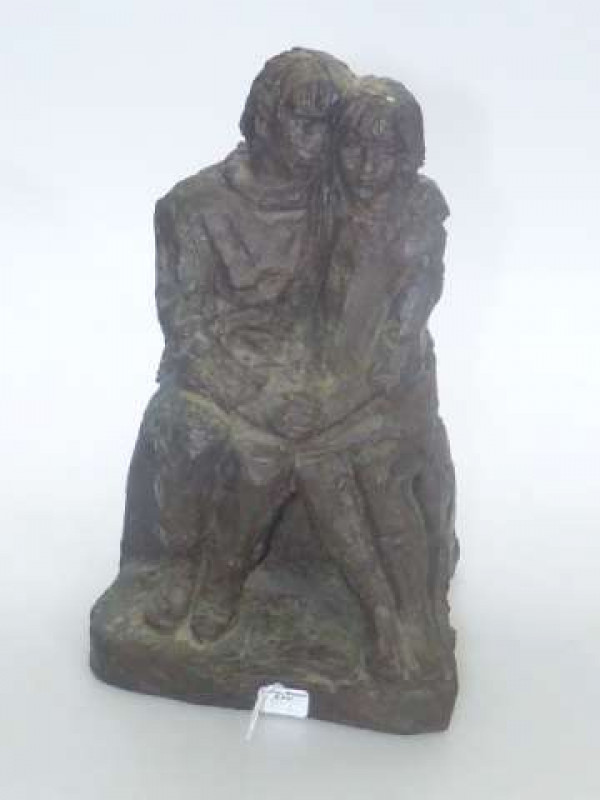 Bronzed resin sculpture of young love