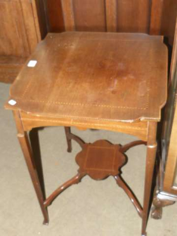 Edwardian mahogany and chequer inlaid occasional table