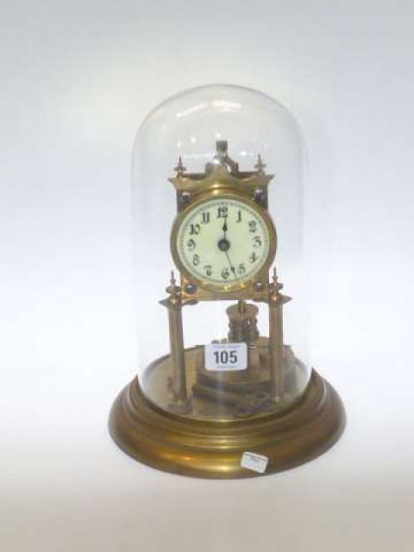 400 day clock with enamel dial under glass dome