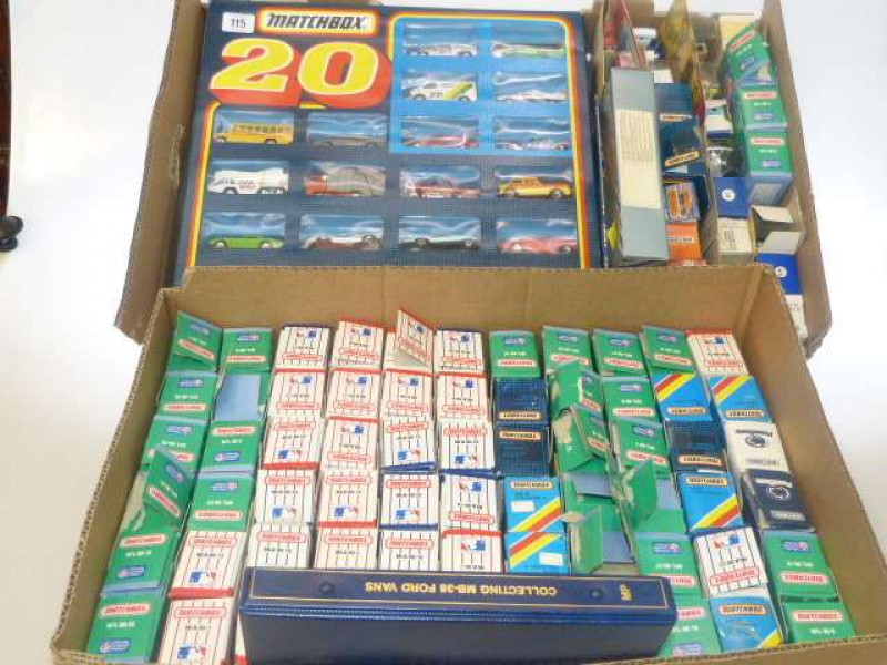 Two boxes of Matchbox model vehicles