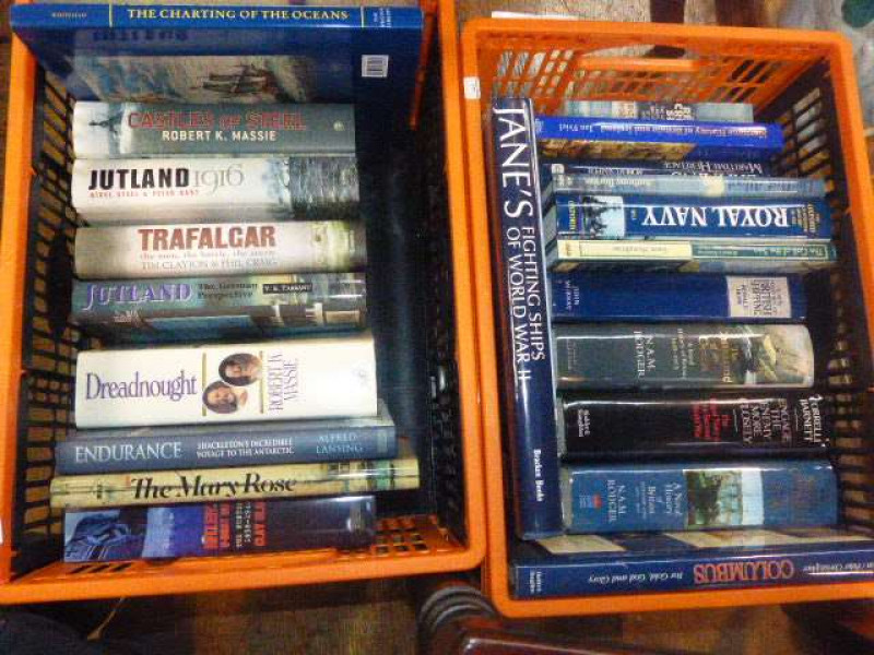 Two boxes of Naval books