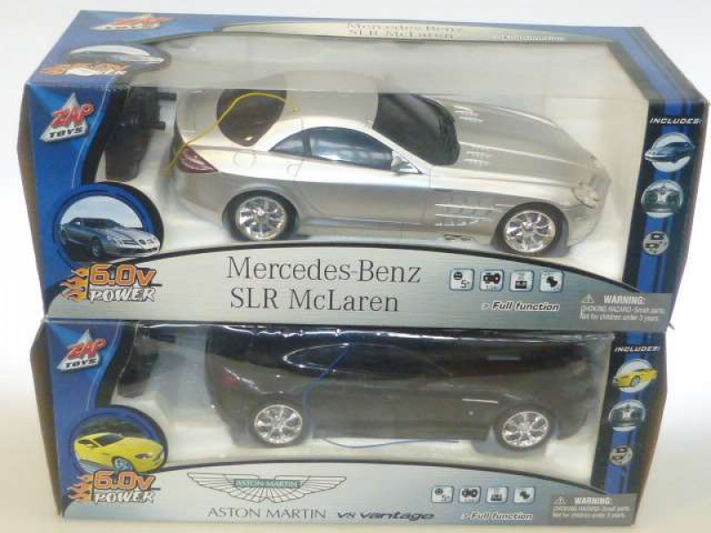 Aston Martin V8 Vantage and Mercedes Benz SLR Mclaren remote control cars (boxed)