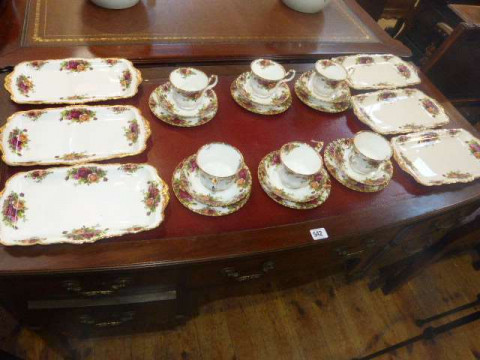 Set of six Royal Albert Old Country Roses, cups, saucers, plates and sandwich...