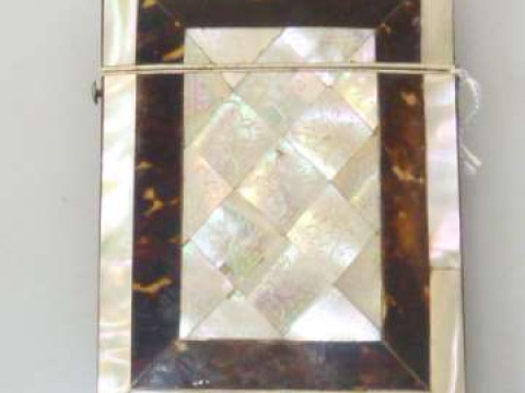 19th Century mother of pearl and tortoiseshell card case