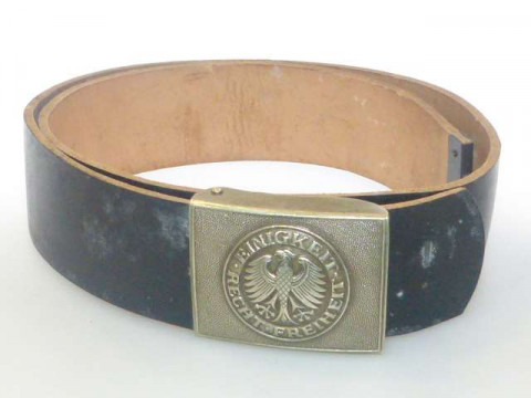 German military leather belt with Einigkeit Recht Frecheit inscribed buckle