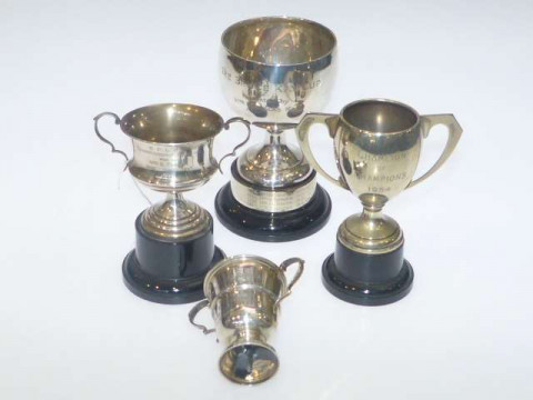 Collection of three silver trophy cups and EPNS cup (4)