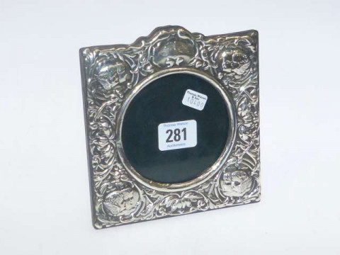 Heavily embossed silver photograph frame, Birmingham 1997
