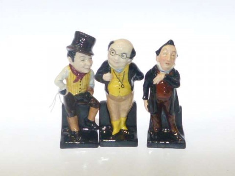 Three Royal Doulton Dickens figures 'Sam Weller', 'Pickwick' and 'Pecksniff'