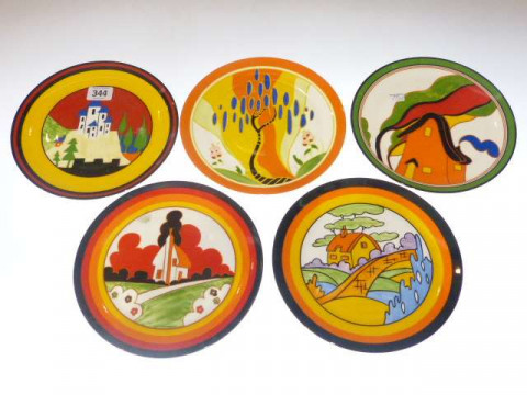 Five Wedgwood Clarice Cliff Bizarre plates