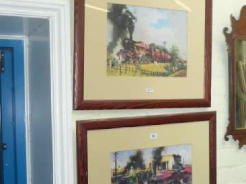After Terence Cuneo, pair steam locomotive prints