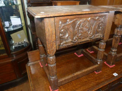 Jointed carved oak work box