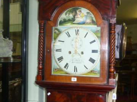 Antique mahogany and rope twist cased eight day longcase clock having...