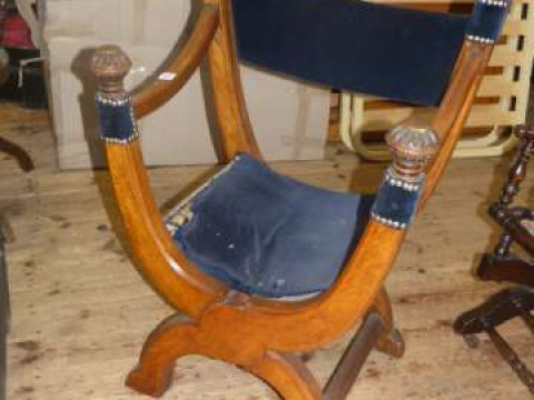 Oak X framed folding chair