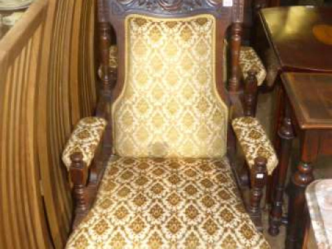 Pair of carved Victorian parlour armchairs