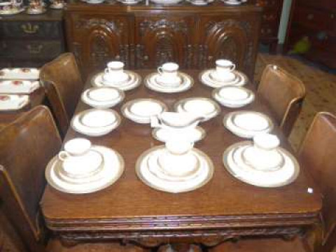 1920's/30's Carved oak lees style six piece dining suite