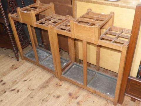Pair of medium oak eighteen division stick stands