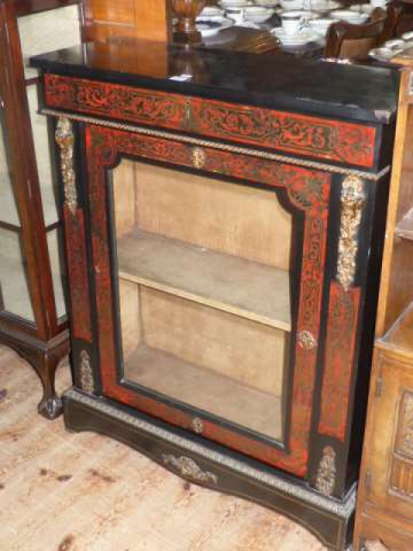 Victorian boulle and gilt ormolu mounted glazed door pier cabinet