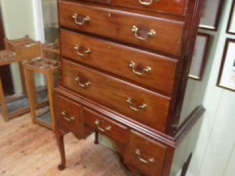 Mahogany eight drawer tallboy chest on cabriole legs