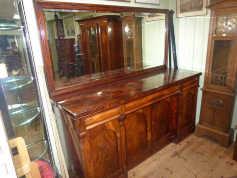 Victorian mirror backed four door chiffonier
