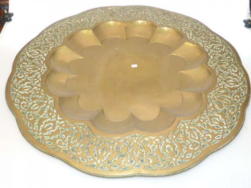 A Jeypore School of Art lobed brass tray