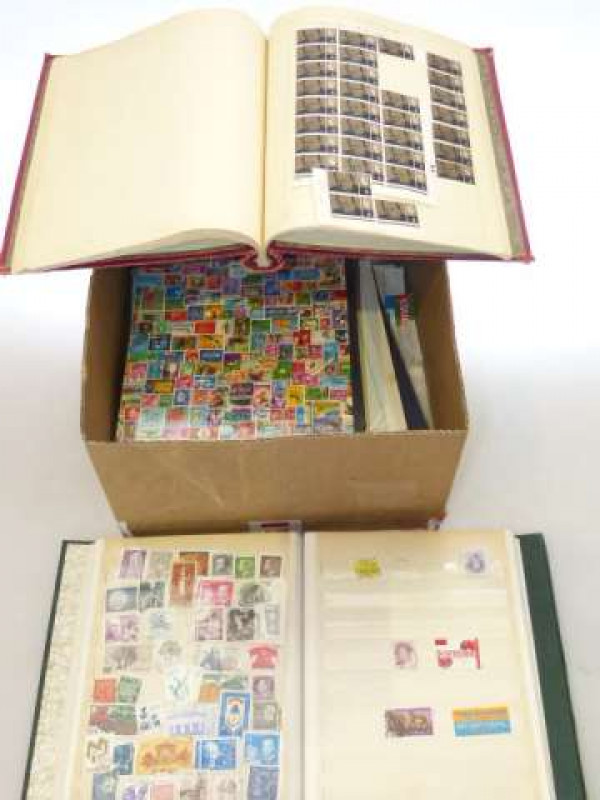 Box of mint and used Victorian to QEII stamps in albums