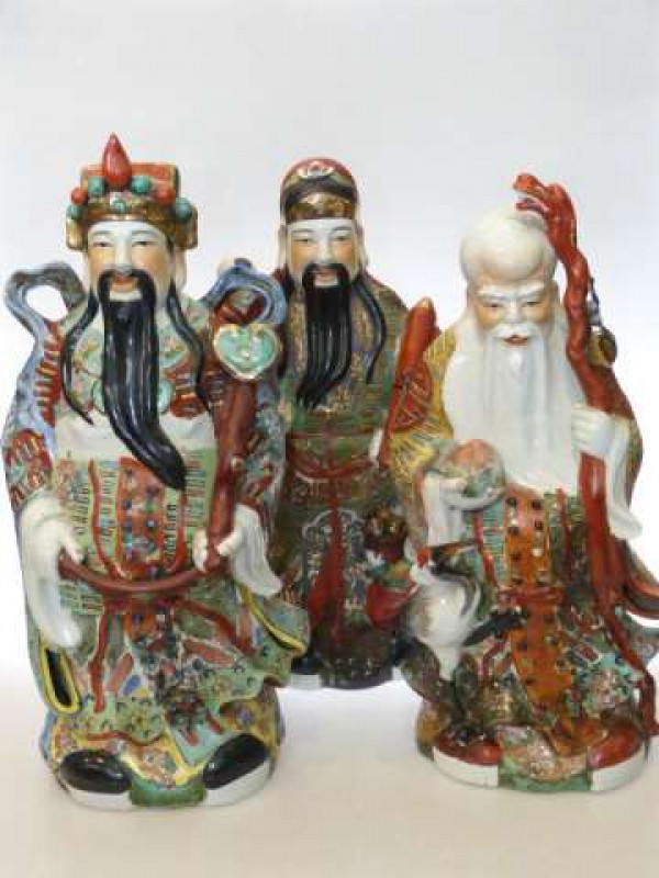 Three Oriental pottery figures