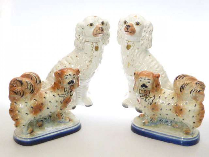 Two pairs of Staffordshire dogs