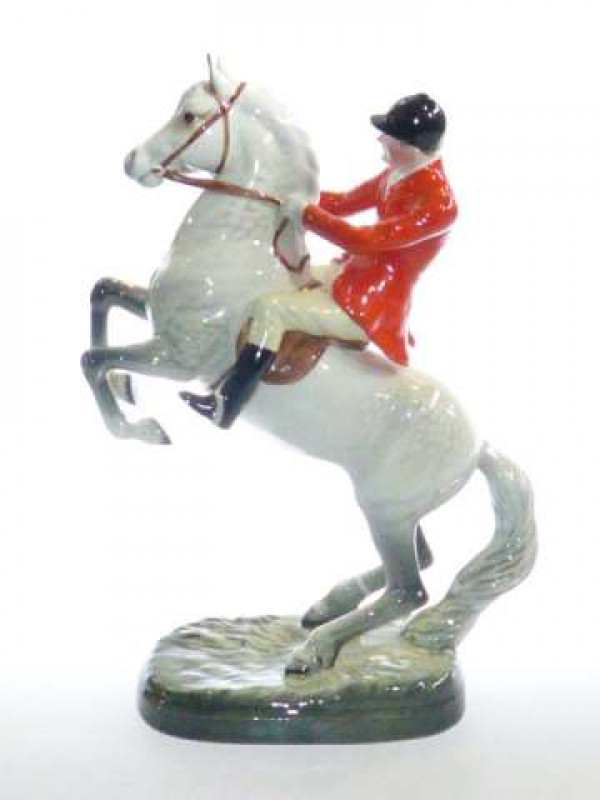 Beswick model of a Huntsman on rearing horse, No. 868, second version, grey