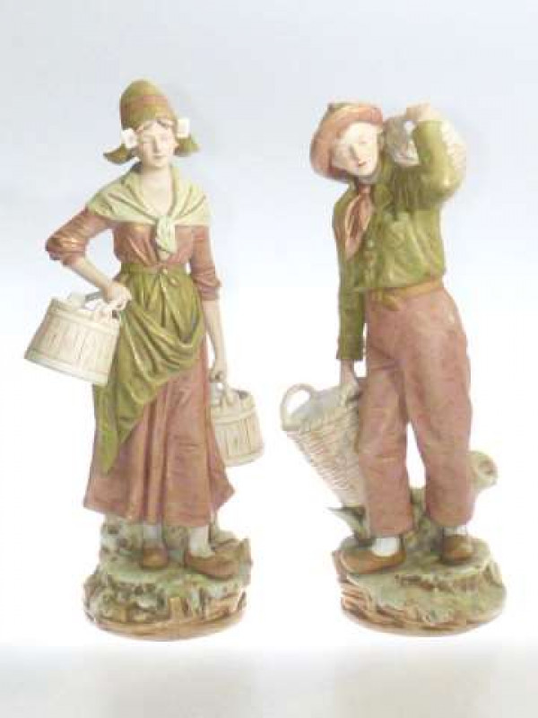 Large pair of Royal Dux figures, No's 1009 and 1010