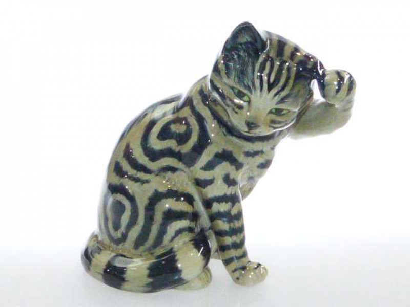 Beswick model of a cat, no. 1877, grey swiss roll