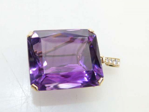 Large amethyst and diamond pendant