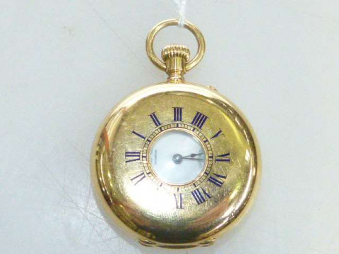 Half Hunter pocket watch, signed Henry Capt, Geneve, diameter 35mm, gross...